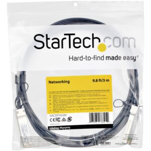 StarTech.com Cable de 3m Twinax SFP+ a SFP+ con Conexión Directa 10GbE- Compatible con DAC-SFP-10G-3M de Dell EMC - Cobre - DAC Transceptor/Mini GBIC Pasivo de Bajo Poder 10 Gbps