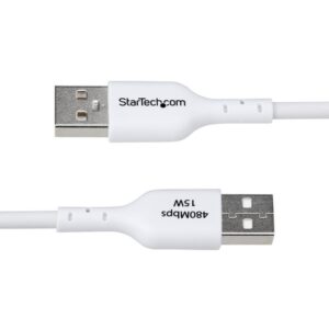 StarTech.com Cable de Carga USB-A a USB-C Blanco de 2m - Cable de Carga USB Tipo C - Carga Rápida de 3A - Cable de Transferencia de Datos USB 2.0 - TPE