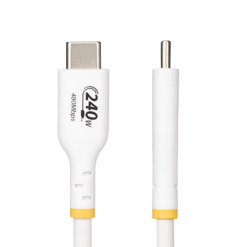 StarTech.com Cable de Carga para Portátil USB-C de 1m - Cable USB Tipo C USB 2.0 para Portátil - Blanco - Cable con Certificación USB-IF - PD 240W EPR - Recubrimiento de TPE - M/M