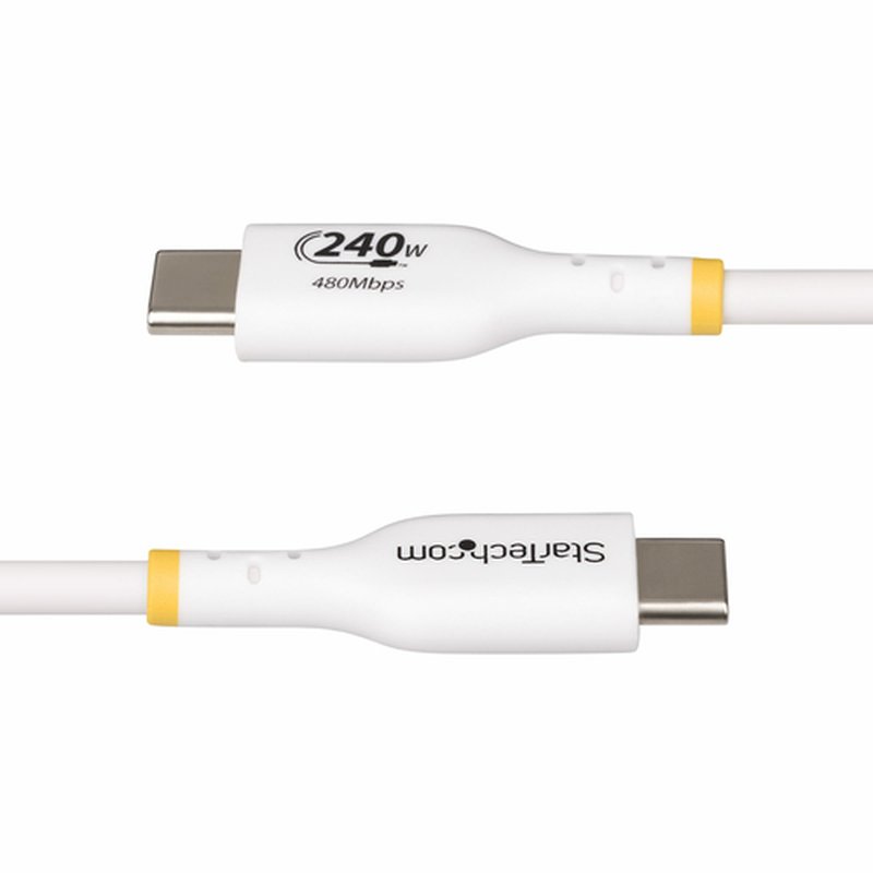 StarTech.com Cable de Carga para Portátil USB-C de 2m - Cable USB Tipo C USB 2.0 para Portátil - Blanco - Cable con Certificación USB-IF - PD 240W EPR - Recubrimiento de TPE - M/M - Imagen 3