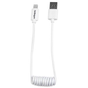 StarTech.com Cable en Espiral de 30cm Lightning 8 Pin a USB A 2.0 para Cargar su iPod iPhone iPad - Certificación MFi de Apple- Cable Lightning a USB - Blanco