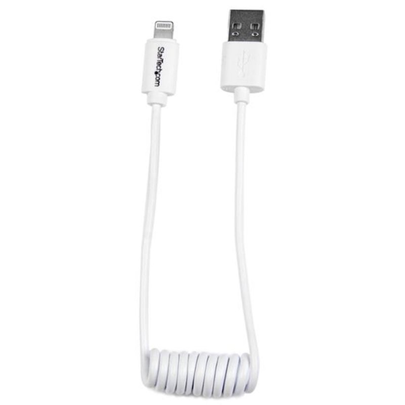 StarTech.com Cable en Espiral de 30cm Lightning 8 Pin a USB A 2.0 para Cargar su iPod iPhone iPad - Certificación MFi de Apple- Cable Lightning a USB - Blanco StarTech.com Cable en Espiral de 30cm Lightning 8 Pin a USB A 2.0 para Cargar su iPod iPhone iPad - Certificación MFi de Apple- Cable Lightning a USB - Blanco
