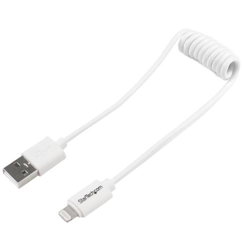 StarTech.com Cable en Espiral de 30cm Lightning 8 Pin a USB A 2.0 para Cargar su iPod iPhone iPad - Certificación MFi de Apple- Cable Lightning a USB - Blanco StarTech.com Cable en Espiral de 30cm Lightning 8 Pin a USB A 2.0 para Cargar su iPod iPhone iPad - Certificación MFi de Apple- Cable Lightning a USB - Blanco - Imagen 2