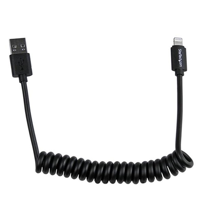 StarTech.com Cable en Espiral de 60cm Lightning 8 Pin a USB A 2.0 para Cargar su iPod iPhone iPad - Certificación MFi de Apple- Cable Lightning a USB - Negro StarTech.com Cable en Espiral de 60cm Lightning 8 Pin a USB A 2.0 para Cargar su iPod iPhone iPad - Certificación MFi de Apple- Cable Lightning a USB - Negro