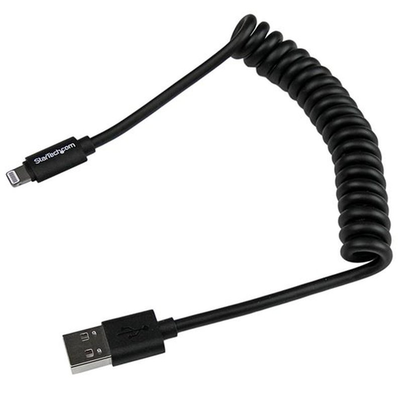 StarTech.com Cable en Espiral de 60cm Lightning 8 Pin a USB A 2.0 para Cargar su iPod iPhone iPad - Certificación MFi de Apple- Cable Lightning a USB - Negro StarTech.com Cable en Espiral de 60cm Lightning 8 Pin a USB A 2.0 para Cargar su iPod iPhone iPad - Certificación MFi de Apple- Cable Lightning a USB - Negro - Imagen 2