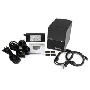 StarTech.com Caja Disco Duro Externo 4 Bahías de 3,5" SATA III USB 3.0 UASP RAID JBOD eSATA con Ventilador - Negro