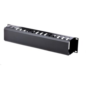 StarTech.com Conducto Horizontal 2U con Tapa para la Gestión de Cables en Rack de Servidores - Panel de Conductos para Cables en Rack de Redes de 19" - Canaleta con Ranuras para Cables