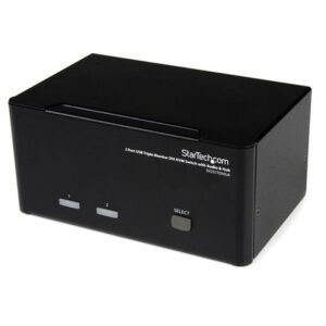 StarTech.com Conmutador Switch KVM de 2 Puertos Vídeo DVI 3 Monitores Triple Head Cabeza USB 2.0 DVI con Audio