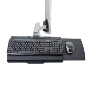 StarTech.com Estación de Trabajo Soporte de Pared para Monitor VESA de 27 Pulgadas (10kg) con Bracket para CPU / Ordenador y Bandeja para Teclado y Ratón - con Brazo Articulado para Monitor