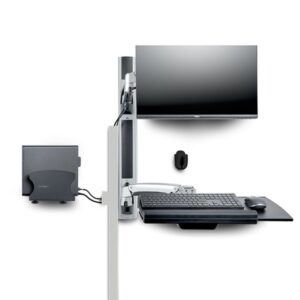 StarTech.com Estación de Trabajo Soporte de Pared para Monitor VESA de 27 Pulgadas (10kg) con Bracket para CPU / Ordenador y Bandeja para Teclado y Ratón - con Brazo Articulado para Monitor
