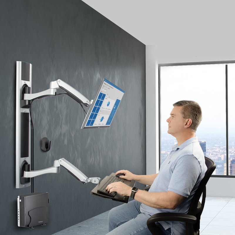 StarTech.com Estación de Trabajo Soporte de Pared para Monitor VESA de 27 Pulgadas (10kg) con Bracket para CPU / Ordenador y Bandeja para Teclado y Ratón - con Brazo Articulado para Monitor - Imagen 8