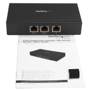 StarTech.com POEEXT2GAT ampliador de red Transmisor de red Negro