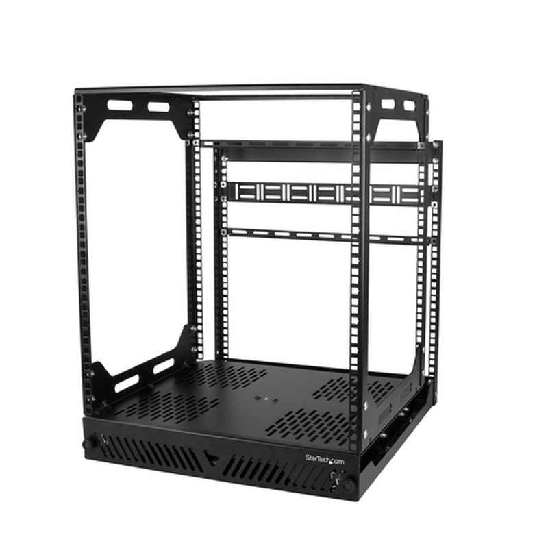 StarTech.com Rack 12U de Marco Abierto con 4 Columnas - para equipos de Red, IT, AV, Datos y Ordenador - Deslizante y Giratorio - Profundidad: 42,4cm/16,7" - con Gestor de Cables Extraíble