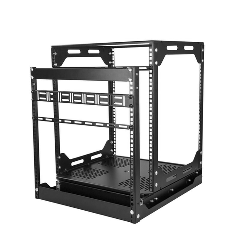 StarTech.com Rack 12U de Marco Abierto con 4 Columnas - para equipos de Red, IT, AV, Datos y Ordenador - Deslizante y Giratorio - Profundidad: 42,4cm/16,7" - con Gestor de Cables Extraíble - Imagen 2