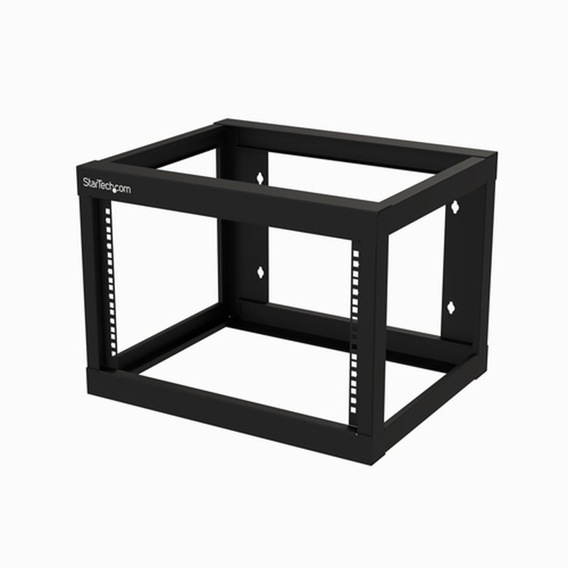 StarTech.com Rack 6U de 19" de Marco Abierto para Montaje en Pared 6U con 2 Columnas - con 48,26cm/19" de Profundidad - con Tuercas Enjauladas, Tornillos y Cinta de Gancho y Bucle