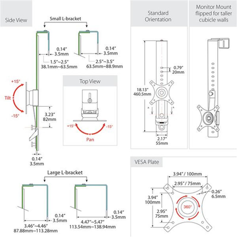 StarTech.com Soporte de Montaje de Un Monitor - para Cubículo - Imagen 8