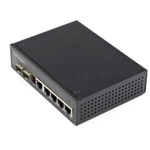 StarTech.com Switch Conmutador Industrial Ethernet Gigabit 6 Puertos - 4x RJ45 PoE - 2 Ranuras SFP PoE+ de 30W 48VDC DIN (IES1G52UPDIN)