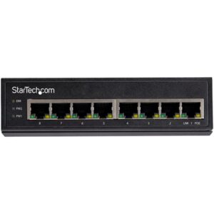 StarTech.com Switch Conmutador Industrial Ethernet Gigabit de 8 Puertos PoE no Gestionado de Servicio Pesado GbE PoE+ IP30 (IESC1G80UP)