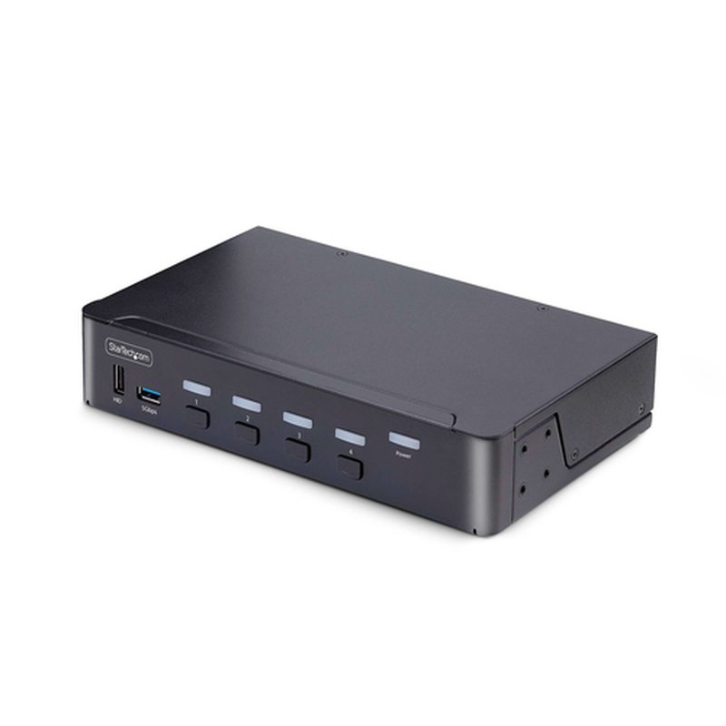 StarTech.com Switch Conmutador KVM DisplayPort de 4 Puertos - 8K60/4K144 - para Un Monitor - DP 1.4 - 2x USB 3.0 - 4x USB 2.0 HID - Botones y Teclas de Acceso Rápido - TAA