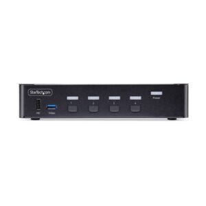 StarTech.com Switch Conmutador KVM DisplayPort de 4 Puertos - 8K60/4K144 - para Un Monitor - DP 1.4 - 2x USB 3.0 - 4x USB 2.0 HID - Botones y Teclas de Acceso Rápido - TAA