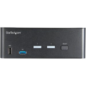 StarTech.com Switch Conmutador KVM de 2 Puertos HDMI 2.0 4K para 2 Monitores - Vídeo de 4K y 60Hz Ultra HD - HDR - Hub Ladrón USB 3.0 de 2 Puertos y 4 Puertos USB 2.0 HID - Audio - HotKey - TAA