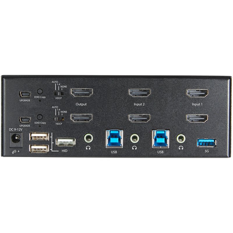 StarTech.com Switch Conmutador KVM de 2 Puertos HDMI 2.0 4K para 2 Monitores - Vídeo de 4K y 60Hz Ultra HD - HDR - Hub Ladrón USB 3.0 de 2 Puertos y 4 Puertos USB 2.0 HID - Audio - HotKey - TAA - Imagen 4