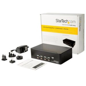 StarTech.com Switch Conmutador KVM de 4 Puertos Dobles DisplayPort de 4K 60Hz - KVM de 4 Puertos Duales DP