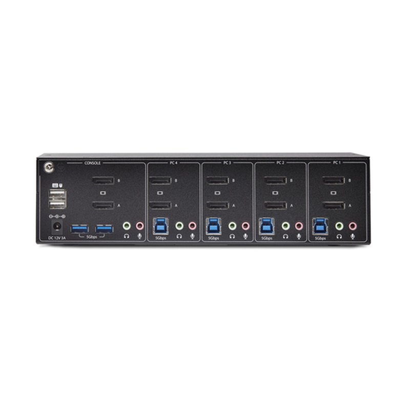 StarTech.com Switch Conmutador KVM de 4 Puertos y 2 Monitores DisplayPort - 4K 60Hz - Hub Ladrón 2 Puertos USB 5Gbps - 2x USB 2.0 HID - Teclas de Acceso Rápido y Botones - TAA - Imagen 4