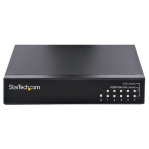 StarTech.com Switch Conmutador de Red Ethernet no Gestionado de 2,5G - Gigabit de 5 Puertos no Gestionado 2.5GBASE-T - de Escritorio o Pared - Retrocompatible con 10/100/1000Mbps - Jumbo 9K
