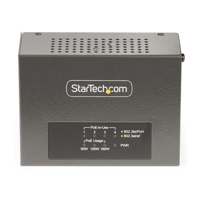 StarTech.com Switch PoE / PoE+ / PoE++ 802.3af/802.3at/802.3bt de 4 Puertos - 95W - 160W de Capacidad de Potencia - Inyector Power over 5/2.5/1G Ethernet Ethernet (NBASE-T) - sin Gestionar - para Carril DIN / Pared - Imagen 5