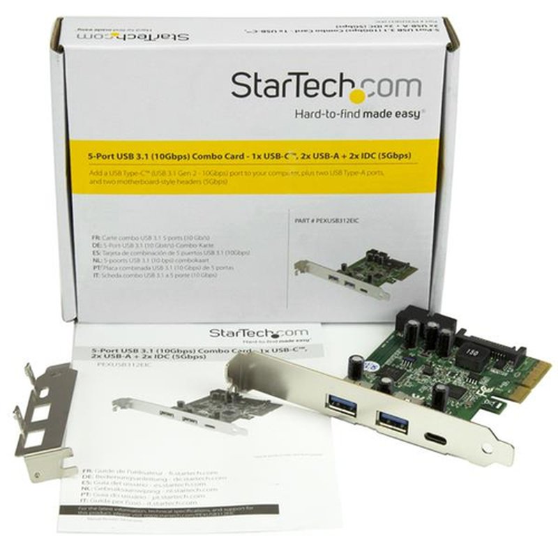 StarTech.com Tarjeta Combo PCI Express de 5 Puertos USB 3.1 (10Gbps) - 1x USB-C, 2x USB-A - 2x IDC (5Gbps) StarTech.com Tarjeta Combo PCI Express de 5 Puertos USB 3.1 (10Gbps) - 1x USB-C, 2x USB-A - 2x IDC (5Gbps) - Imagen 5