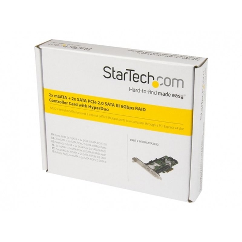 StarTech.com Tarjeta Controladora SATA III RAID PCI Express 2.0 con 2 Ranuras mSATA Emparejamiento HyperDuo para SSD StarTech.com Tarjeta Controladora SATA III RAID PCI Express 2.0 con 2 Ranuras mSATA Emparejamiento HyperDuo para SSD