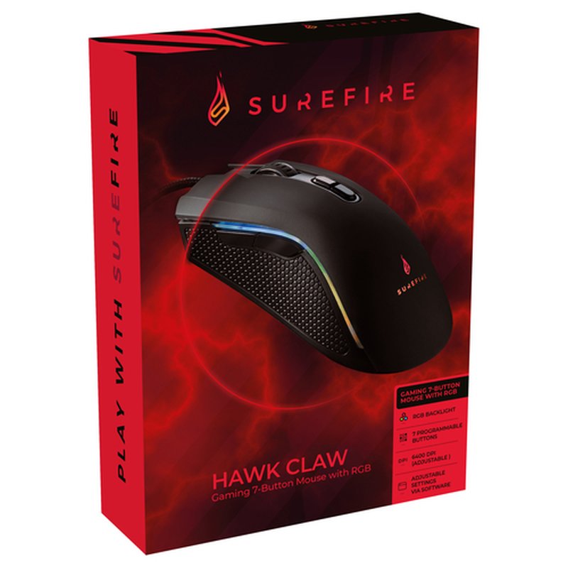 SureFire Hawk Claw ratón mano derecha USB tipo A Óptico 6400 DPI