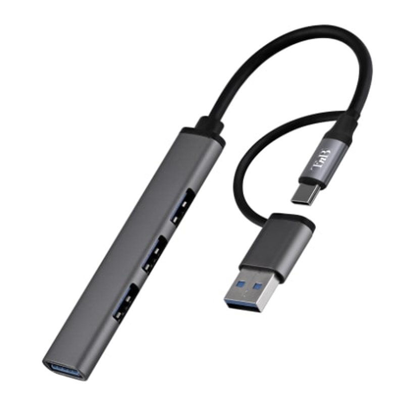 TNB Hub USB-A & USB-C ultra slim vers 4x USB-A - aluminium