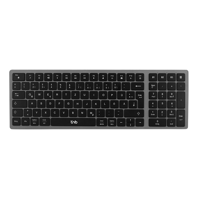 TNB iClick - Teclado Bluetooth recargable ultra fino  Conecta hasta 3 oredenadores a la vez.-color gris