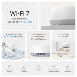 TP-Link DECO BE25(3-PACK) sistema Wi-Fi Mesh (Wi-Fi en malla) Doble banda (2,4 GHz / 5 GHz) Wi-Fi 7 (802.11be) Blanco 2 Interno