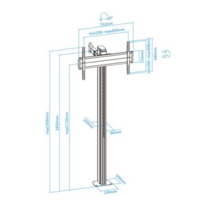 TooQ FS2270M-B soporte para TV 177,8 cm (70") Plata
