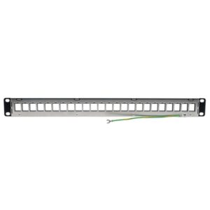 Tripp Lite N062-024-KJ-SH Panel de Conexiones Blindado RJ45 Keystone / Multimedia de 24 Puertos para Instalación en 1U de Rack, Ethernet RJ45, USB, HDMI, Cat5e / Cat6