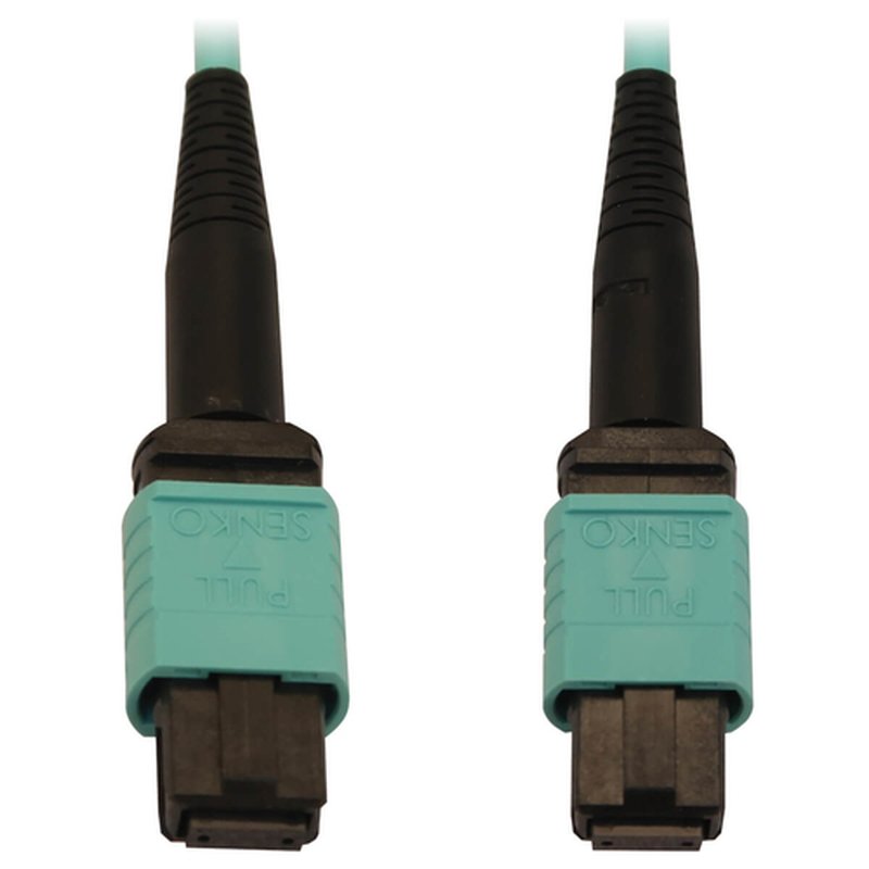 Tripp Lite N844B-02M-12-P Cable de Fibra Óptica Multimodo 50µm / 125µm OM3 de 40G / 100G / 400G (12F MTP/MPO-PC H/H), LSZH, Aguamarina, 2 m [6.6 pies]