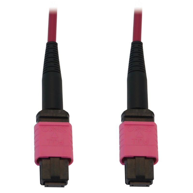 Tripp Lite N845B-02M-12-MG Cable de Fibra Óptica Multimodo 50µm / 125µm OM4 de 100G (12F MTP/MPO-PC H/H), LSZH, Magenta, 2 m [6.6 pies]