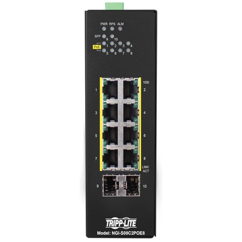 Tripp Lite NGI-S08C2POE8 switch Gestionado Gigabit Ethernet (10/100/1000) Energía sobre Ethernet (PoE) Negro