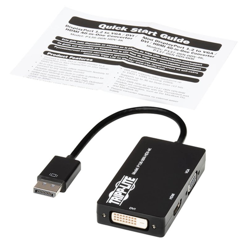 Tripp Lite P136-06N-HDV-4K Adaptador Convertidor Todo en Uno DisplayPort a VGA/DVI/HDMI, DP ver 1.2, 4K 30 Hz HDMI - Imagen 5