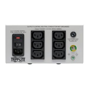 Tripp Lite Transformador de Aislamiento de Grado Médico de la Serie Isolator, Voltaje Dual 115V / 230V 600W 60601-1, Entrada C14, 6 Tomacorrientes C13 Tripp Lite Transformador de Aislamiento de Grado Médico de la Serie Isolator, Voltaje Dual 115V / 230V 600W 60601-1, Entrada C14, 6 Tomacorrientes C13