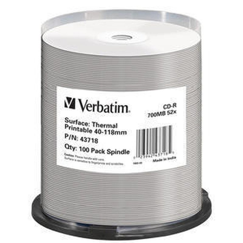 Verbatim CD-R Thermal Printable No ID Brand 700 MB 100 pieza(s)