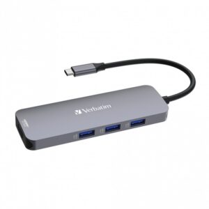 Alternative view of Verbatim CMH-08 USB Tipo C 5000 Mbit/s Plata