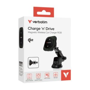 Alternative view of Verbatim Charge 'n' Drive Qi2 RGB Smartphone Negro USB Cargador inalámbrico Carga rápida Auto