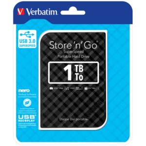 Verbatim Disco Duro Portátil Store 'n' Go USB 3.0 de 1 TB en color Negro