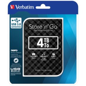 Verbatim Disco Duro Portátil Store 'n' Go USB 3.0 de 4 TB en color Negro