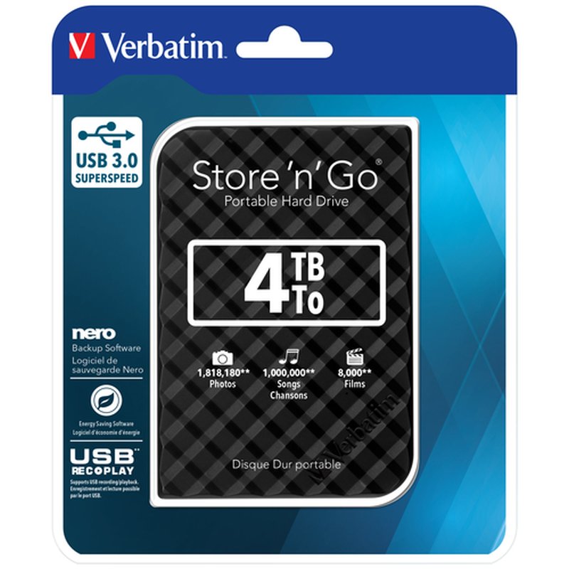 Verbatim Disco Duro Portátil Store 'n' Go USB 3.0 de 4 TB en color Negro - Imagen 4