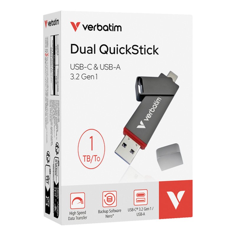 Verbatim Dual QuickStick unidad flash USB 1 TB USB Type-A / USB Type-C 3.2 Gen 1 (3.1 Gen 1) Gris - Imagen 2